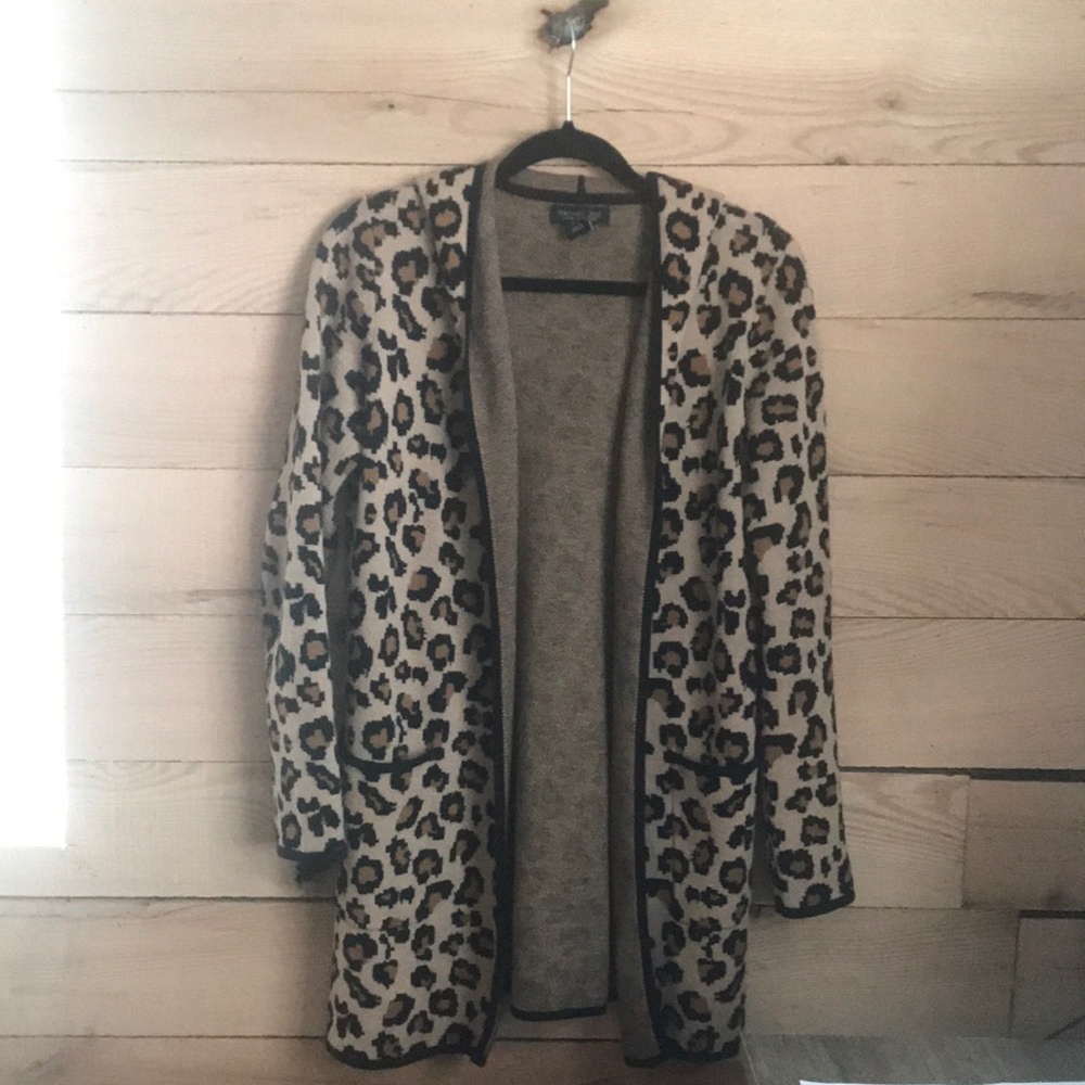 Rachel Zoe hooded leopard print cardigan